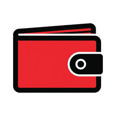 Wallet Icon Red and Black Flat Design for Financial Apps