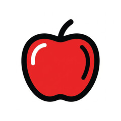 Apple Icon Red Cartoon Illustration Isolated on White