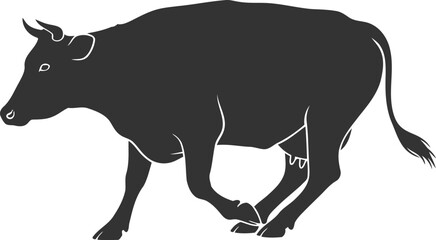 Black vector silhouette of a cow animal