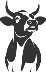 Black vector silhouette of a cow animal