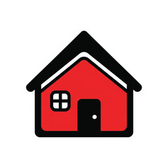 House Icon Red and Black Simple Vector Graphic