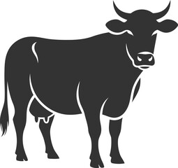 Black vector silhouette of a cow animal