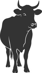Black vector silhouette of a cow animal