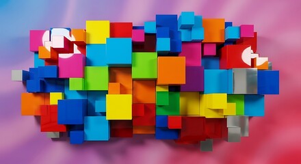Colorful Cubes Abstract Composition with Various Shapes and Forms.