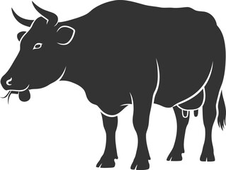 Black vector silhouette of a cow animal