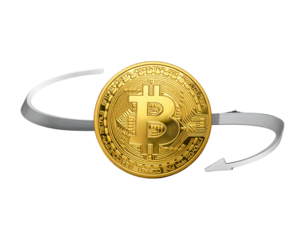 Glossy Realistic Dollar Coin with Rotating Arrows for Investment Cycle Isolated on Transparent Background