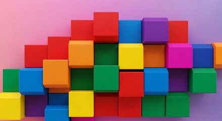 Colorful Cube Blocks Abstract Pattern.
