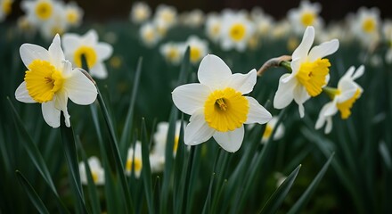 Fototapeta premium Daffodils in Bloom - A Springtime Floral Display.