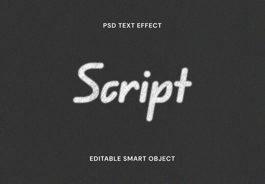 White Chalk Font Script Grainy Text Effect