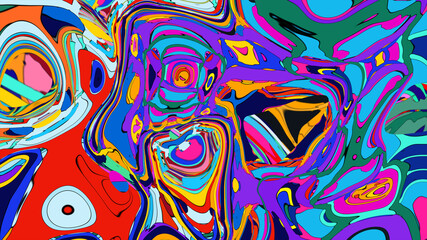Colorful abstract fluid and geometric background for a music festival