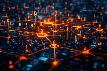 Futuristic holographic network connecting digital human icons for global connectivity concept