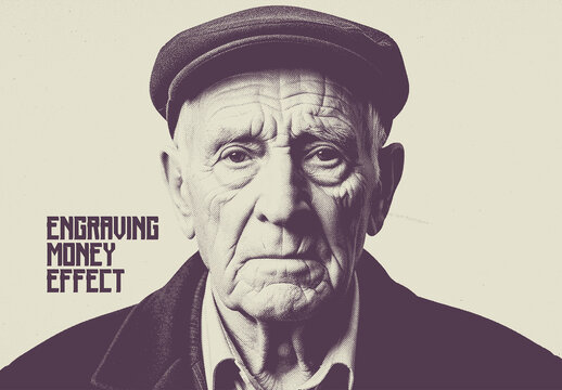 Vintage Engraving Money Photo Effect Mockup