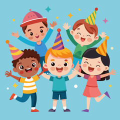 Fototapeta premium happy kids celebrating birthday
