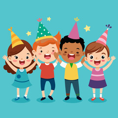 Fototapeta premium happy children with balloons