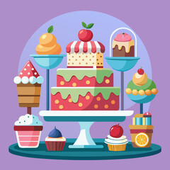 cake with fruits and berries