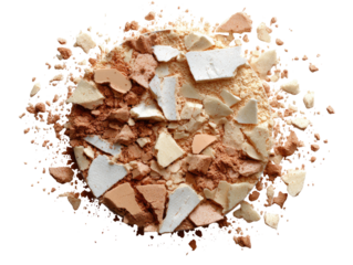 Crumbled face powder, various shades, scattered