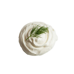 Top of view sour cream isolated on white background