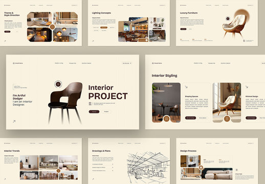 Elegant and Clean Interior Design Portfolio Presentation Template for Project