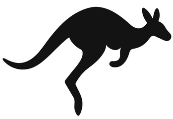 Jumping Kangaroo Silhouette � Black Vector Illustration