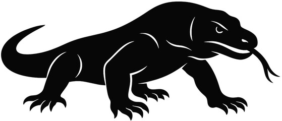 Komodo Dragon Silhouette Vector � Exotic Indonesian Reptile Illustration