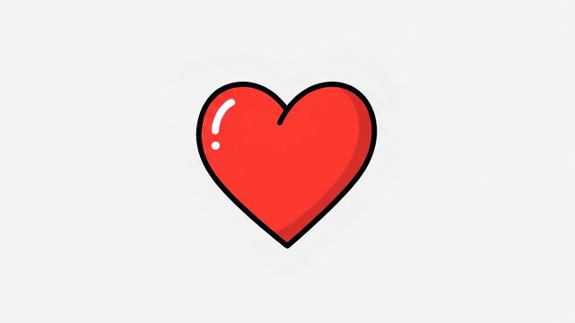 Dynamic Red Heart Like Button Animation Popping Up on a Clean White Background
