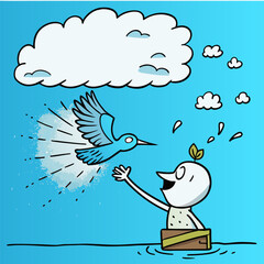 Peace day background with cute dove

