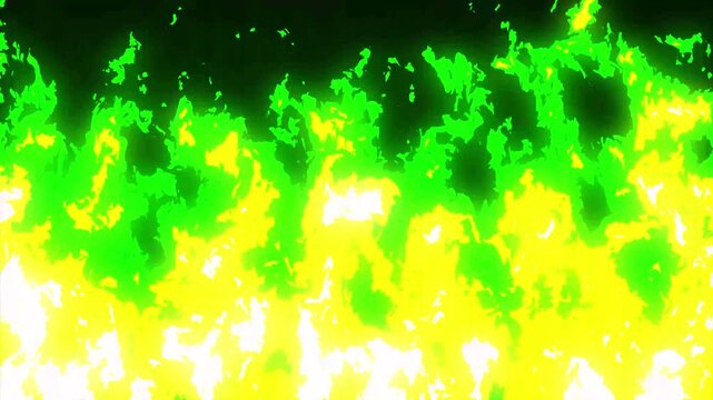 アニメ調の燃え盛る緑の炎
