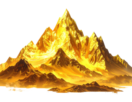 Luxurious Golden Peaks in Abstract Mountain Landscape – Cutout