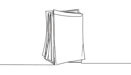 Single line drawing of stacked papers