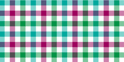 Colorful Gingham Plaid Pattern Featuring Green Teal and Purple Checks.