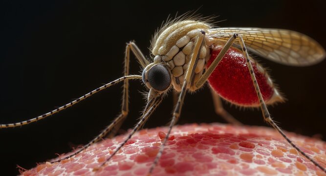 Close-up of a Blood-Filled Insect on Skin
