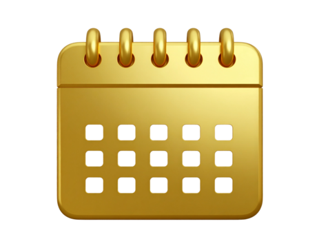 Minimalist Gold Calendar Symbol with Smooth Edges PNG