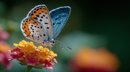 Butterfly on a Flower, Close-Up of a Copper Butterfly Resting on a Yellow Zinnia Blossom