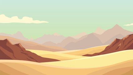 Naklejka premium Desert Landscape with Mountains and Sky
