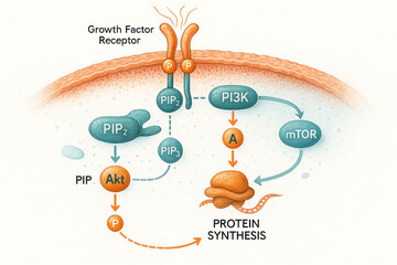 Growth Factor Receptor Signaling Pathway Illustration for Biology and Biochemistry Explanations