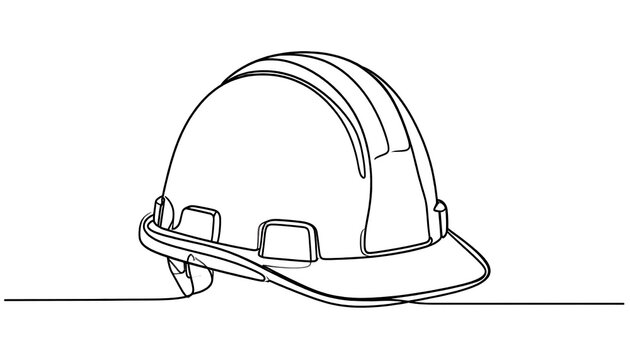 Single-line drawing of a hard hat