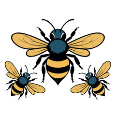 Cartoon honey bees illustration vector graphic design for beekeeping and nature themed projects use 100