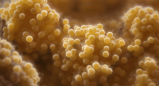 Close-up of Spherical Microscopic Biological Structures - Powered by Adobe