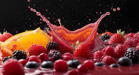 Juicy Splash with Mixed Berries and Orange Slice