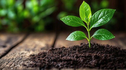 Young plant growing in soil