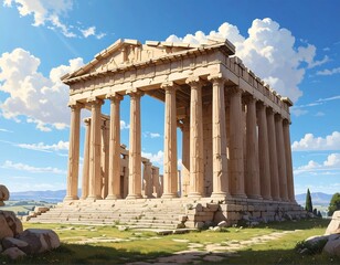 Ancient temple under a sunny sky