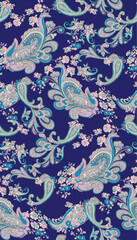seamless pattern with blue flowers