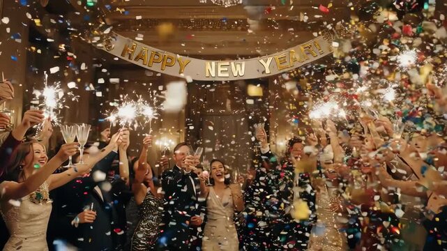 Times Square New Year's Eve Ball Drop Celebration. Capturing the quintessential, vibrant spirit of New Year's Eve