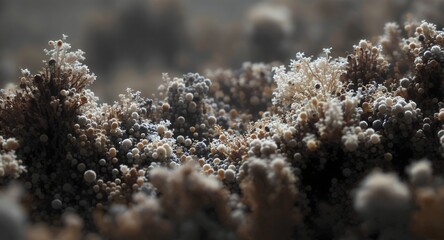 Abstract Organic Texture with Bubbles and Stems, Detailed Macro Close Up, Natural Background