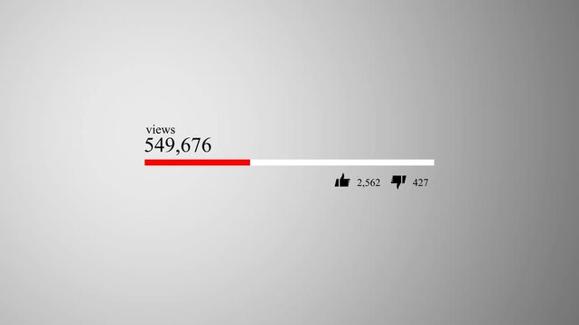Animated blue social media view counter showing real-time likes and dislikes. Perfect for tracking engagement on videos or posts. Includes smooth motion and transparent alpha channel for easy overlay 