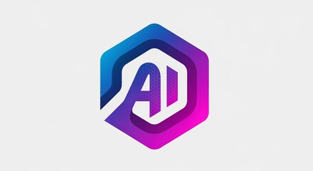 Dynamic AI logo design symbolizing innovation and future technology with vibrant gradient colors on a clean background
