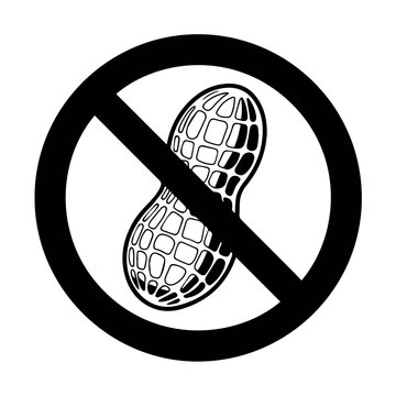 vector concept for no peanuts allowed sign or peanut prohibition symbol with crossed out nut