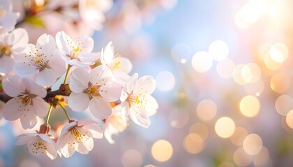 Fototapeta premium Delicate Spring Blossoms in Soft Sunlight