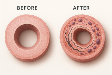 Illustration of a Healthy Artery vs. an Artery with Plaque Buildup