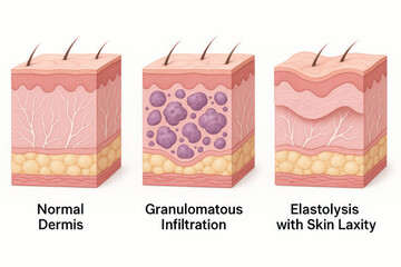 Skin Conditions: Normal Dermis, Granulomatous Infiltration, and Elastolysis